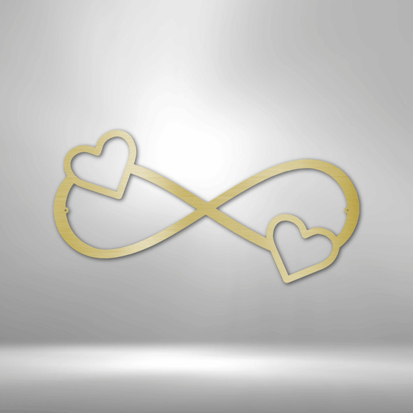 Double Heart Infinity Steel Sign Laser Cut Powder Coated Home & Office Metal Wal